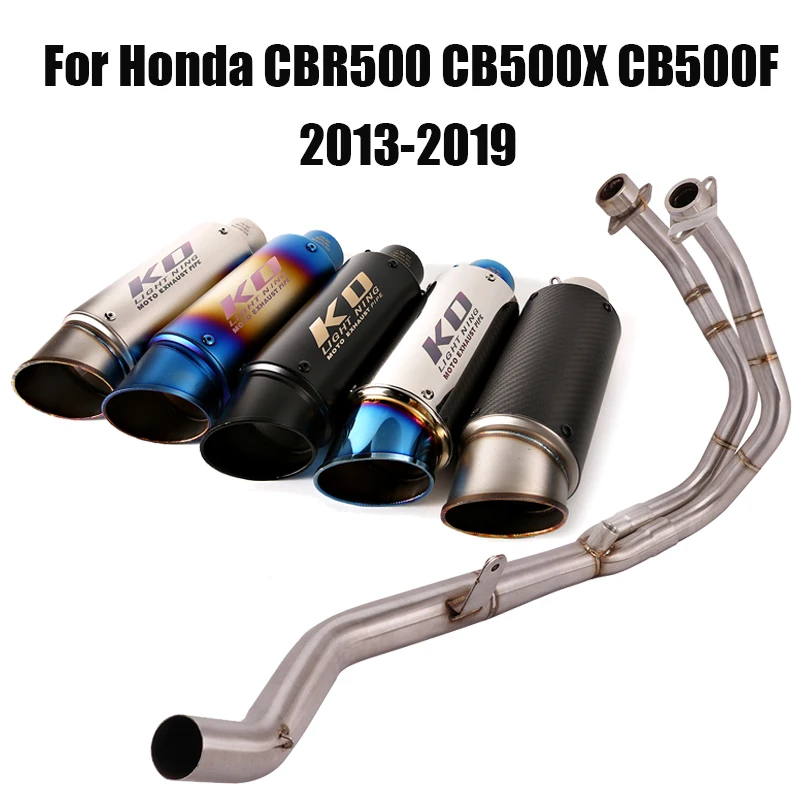 

For Honda CBR500 CB500X CB500F 2013-2019 Front Connect Pipe Header Link Tube Slip On 51mm Exhaust Tips Muffler Motorcycle