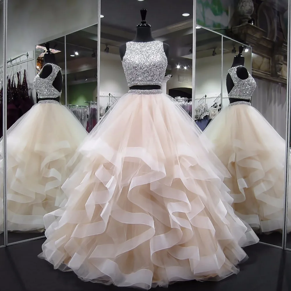 

2023 Two Piece Dress Bead Bodice Vestidos de fiesta largos elegantes de gala Ball Gown Formal New Dress Gala jurken