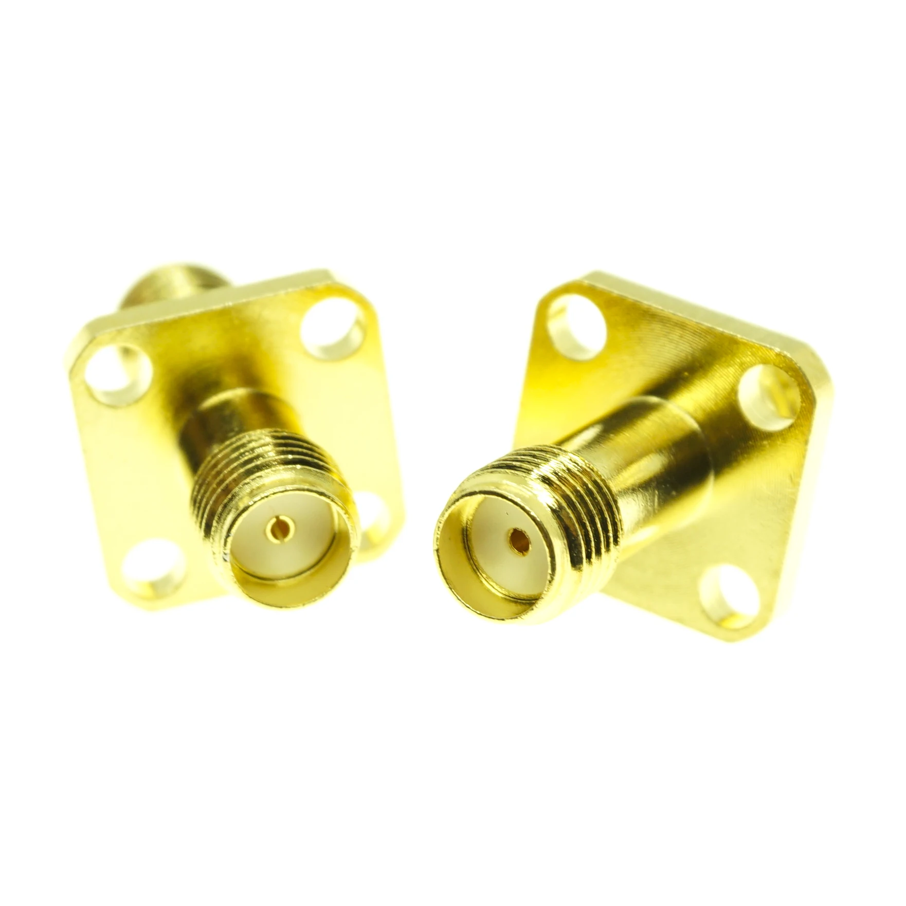 

SMA 2 Dual Female Connector Socket SMA Female Jack To SMA Female Plug 4 Hole Flange Panel Mount Gold Brass RF Coaxial Adapters