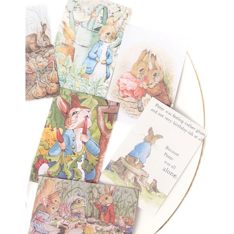 100PCS Vintage Bunny's Daily Material Book DIY Scrapbook Base Collage TAG Photo Props Decoration
