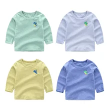 Детская футболка Новинка весны года, стильная Базовая рубашка в Корейском стиле с героями мультфильмов Топ для маленьких мальчиков с длинными рукавами, поколение полных