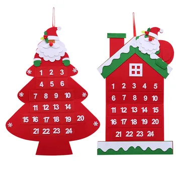 

Christmas Tree & House Shape Advent Calendar with Pockets New Year Christmas Decorations for Home Christmas Advent Calendar