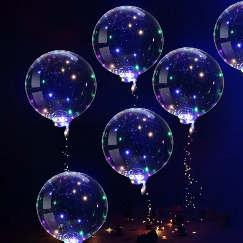 6 Set Luminous LED Balloons Birthday Party BoBo Transparent Bubble With 3m Light String Wedding Favors | Дом и сад