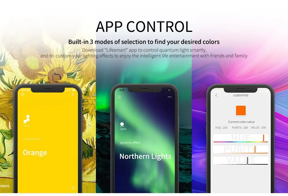 LifeSmart светодиодный квантовый светильник с шестигранной головкой DIY креативная Геометрическая сборка светодиодный ночник приложение умное управление 3 шт. квантовый светильник с цоколем