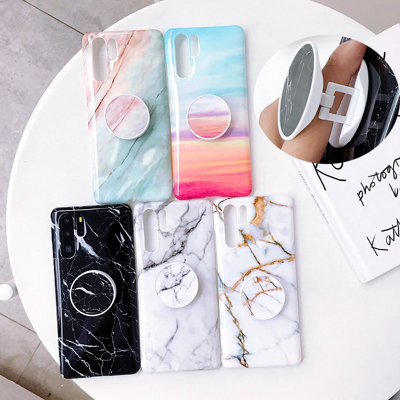 

Marble For Huawei P30 Lite Case Phone Cases Grip Holder Case For Huawei Mate 20 P30 Pro Lite Pro Nova 3e 3i 4e TPU Case Funda