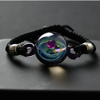 

Adjustable Women Universe Galaxy Bracelet Femme, Heart Universe Galaxy Planet Bracelet Femme 2018 Bracelets for Girls