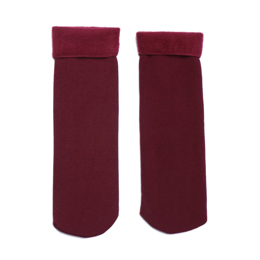 Wine Red 2 1 пара; женские утепленные шерстяные сапоги; зимние теплые носки; кашемировые бесшовные бархатные сапоги; носки для сна - Цвет: Wine Red 2