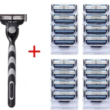 16 шт.+ 1 шт. держатель совместимый MACH 3 бритвенное лезвие руководство трехслойное бритвенное лезвия Бритва Замена Лезвия