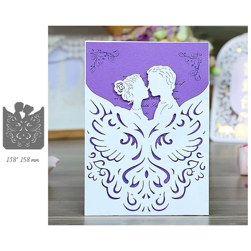 Трафарет из свадебной серии для вырубки приглашений металлический трафарет для изготовления открыток для скрапбукинга - Цвет: DW2077