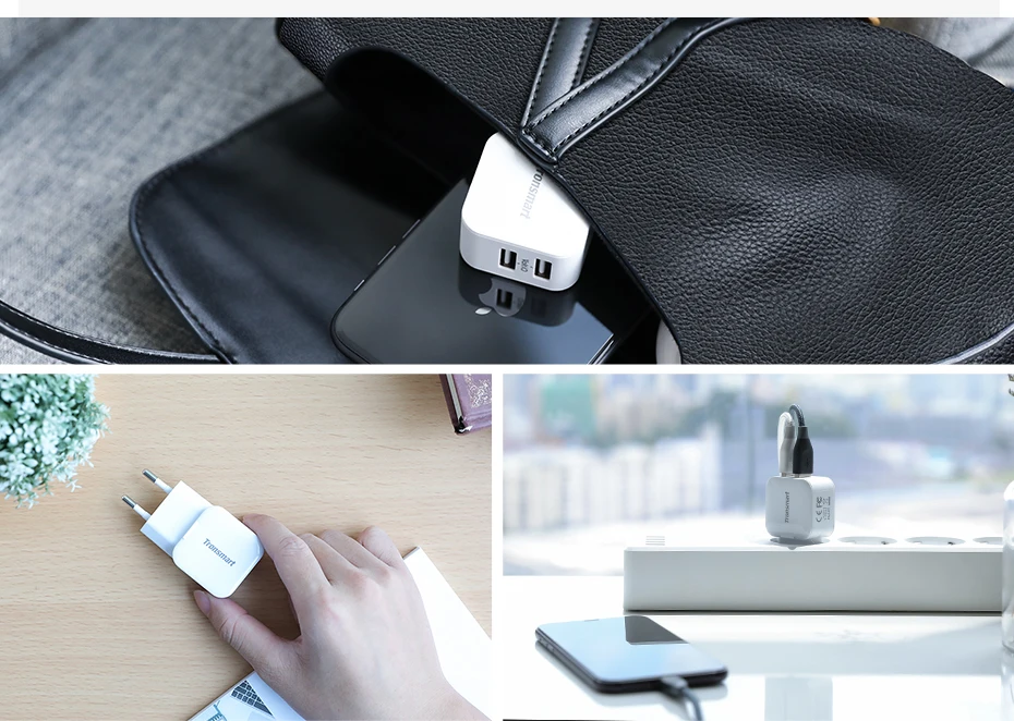 Tronsmart W02 USB быстрое зарядное устройство 12 Вт двойной порт быстрое зарядное устройство мини зарядное устройство для телефона, xiaomi, huawei, iPhone, iPad Pro, samsung