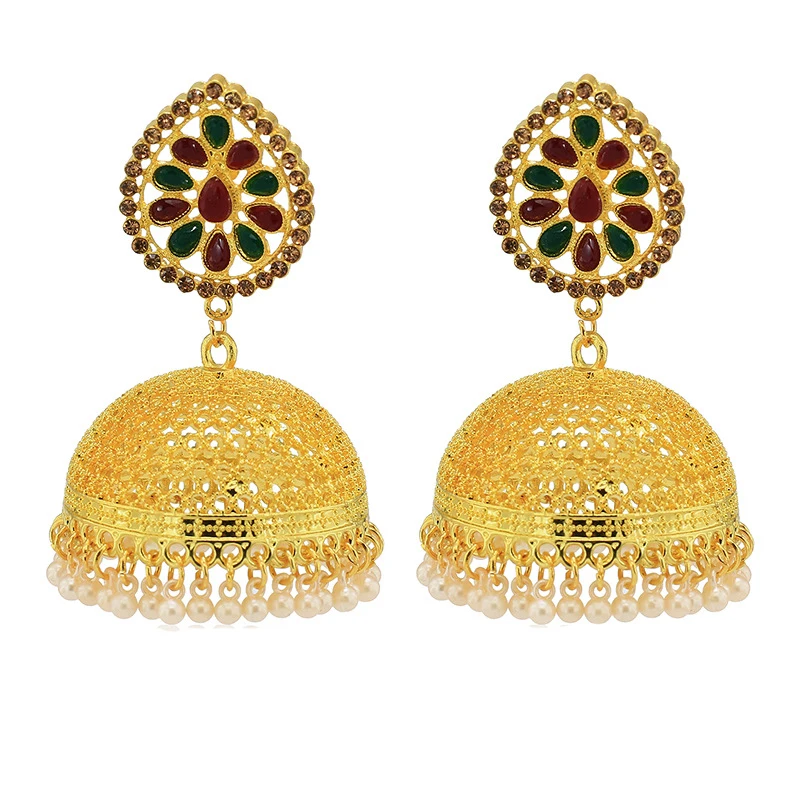 21インインドゴールドjhumki Jhumka手作り梨花ネパール仏ピアスボヘミアイヤリングヴィンテージ女性パーティージュエリー Drop Earrings Aliexpress