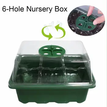 

6 Holes Plant Seed Grows Box Nursery Seedling Starter Garden Yard Plant Tray Insert Propagation Case Flower Pot Plug Trays
