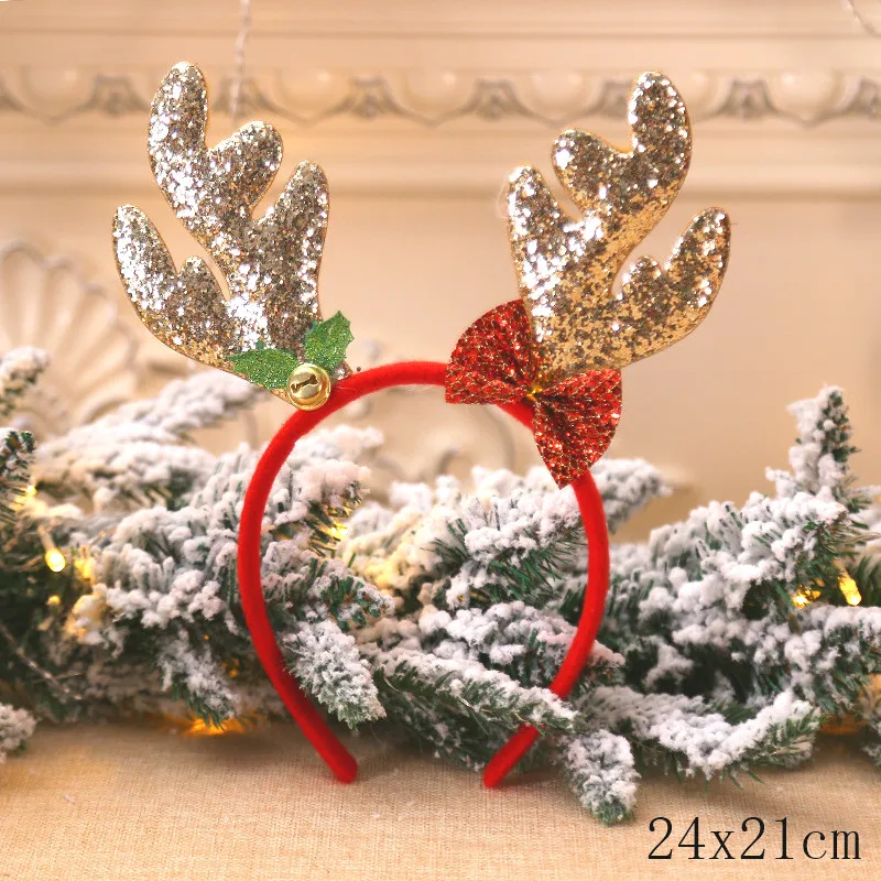 Рождественская повязка на голову эльф с Санта-Клаусом и оленем снеговик детский головной убор для взрослых Рождественские украшения Noel Декор Navidad год подарки для детей - Цвет: style10-29-gold