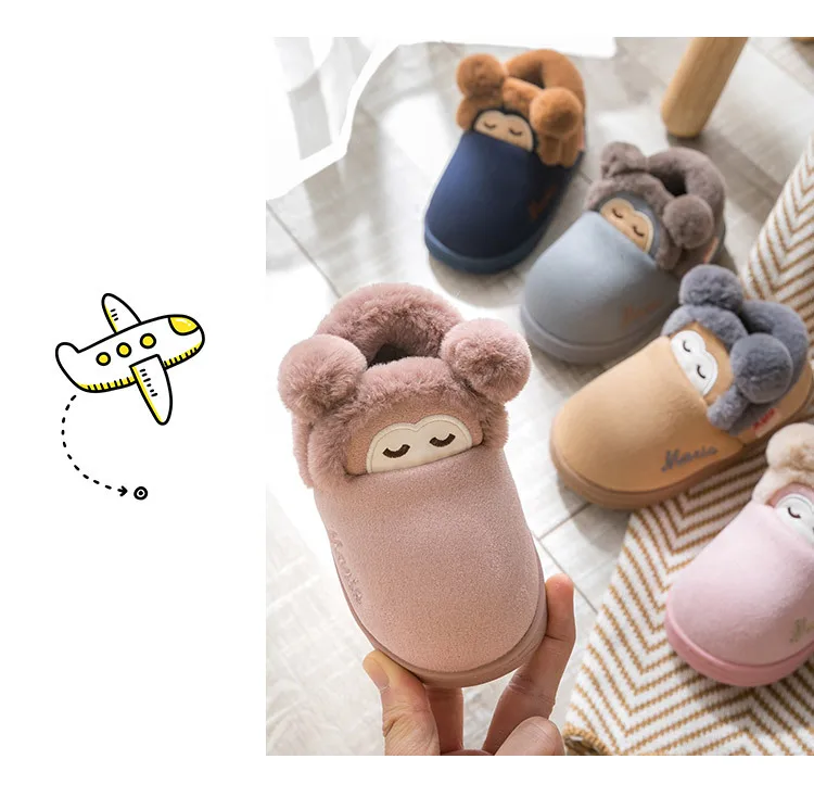 Winter Kids Slippers Boots Cartoon Cute Animal Shape Home Slippers Children Warm Thicken Indoor Non-slip Boy and Girl Baby