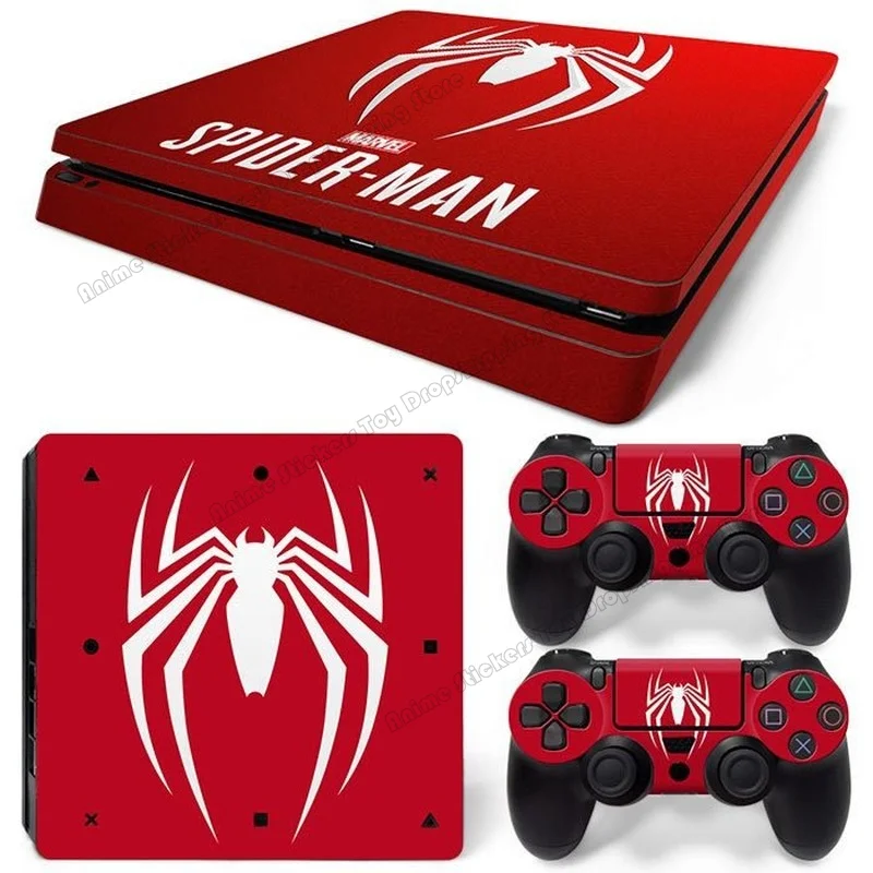 Disney PVC Skin Sticker PS4 Slim Game Console Full Body Marvel Spiderman Cartoon Gamepad Cover for Controller Decal Accessories