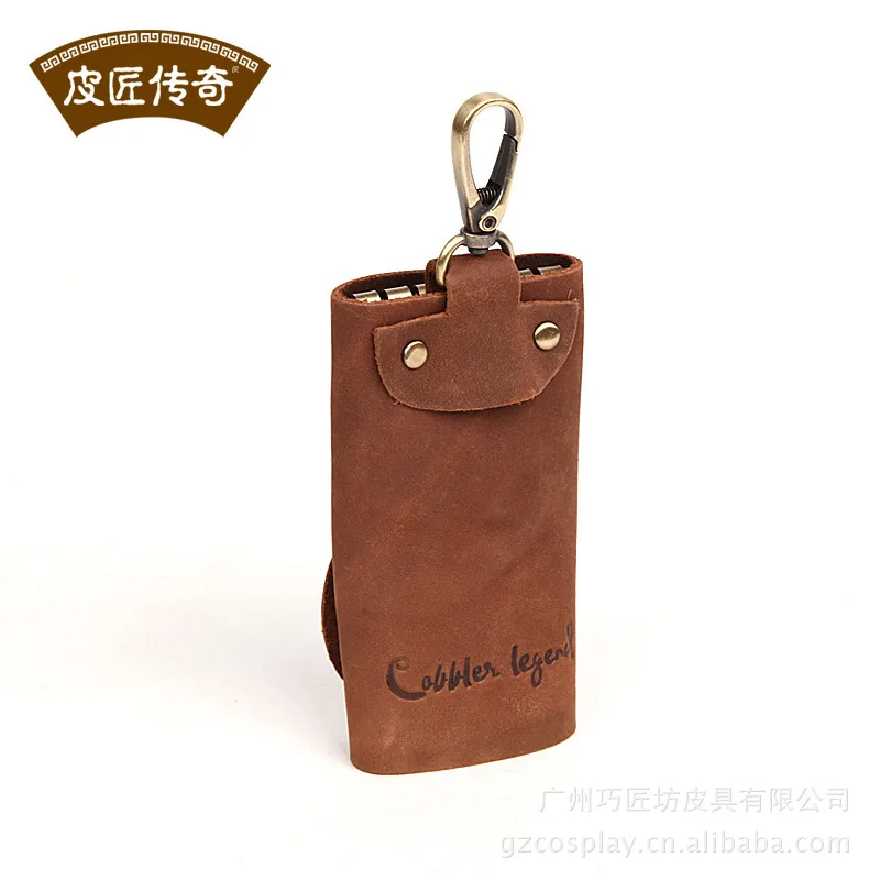

Key Full-grain Leather Key Bag Europe And America Retro Simple Trending Key Chain Genuine Leather Waist Hanging Key