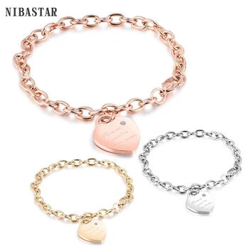 

Couples Love Heart Bracelet Bangles Fashion Gold Color Stainless Steel Charm Bracelets for Women Jewelry Bracelets Wholesale