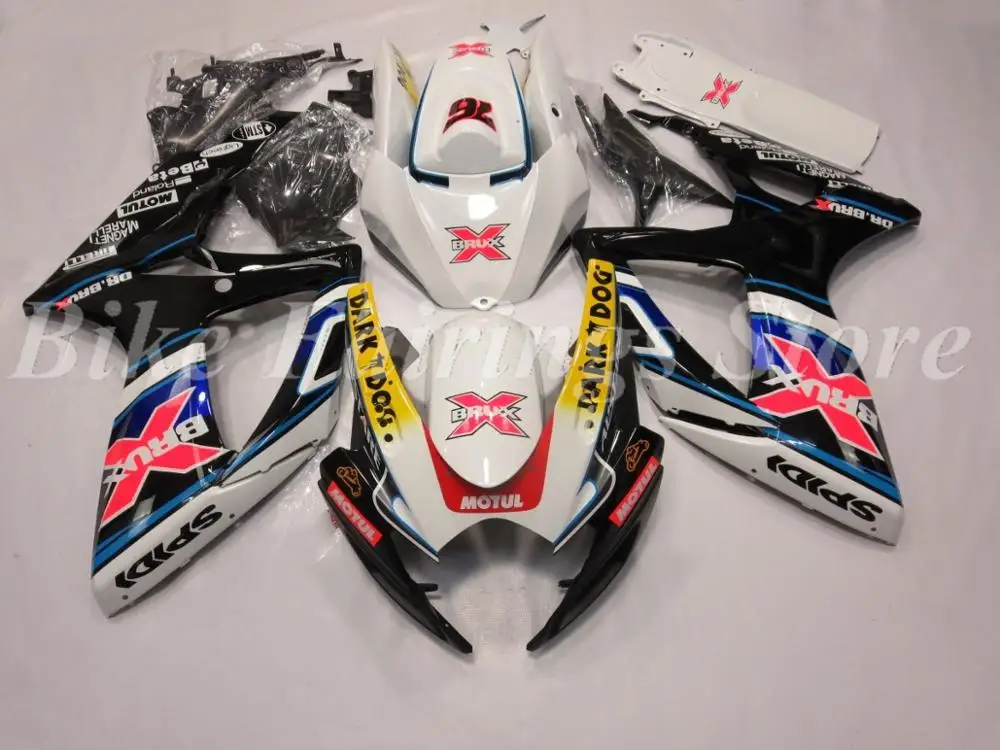 Топ литья под давлением ABS Полный обтекатели наборы Подходит для Suzuki GSX-R600 GSX-R750 k6 2006 2007 кузов на заказ Красный Черный глянцевый