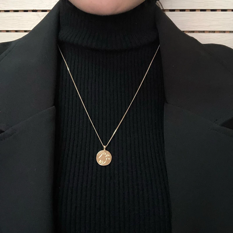 Necklace Pendant Pearl Womens Chain Geometric Round Simple Jewelry Korea Double-Layer