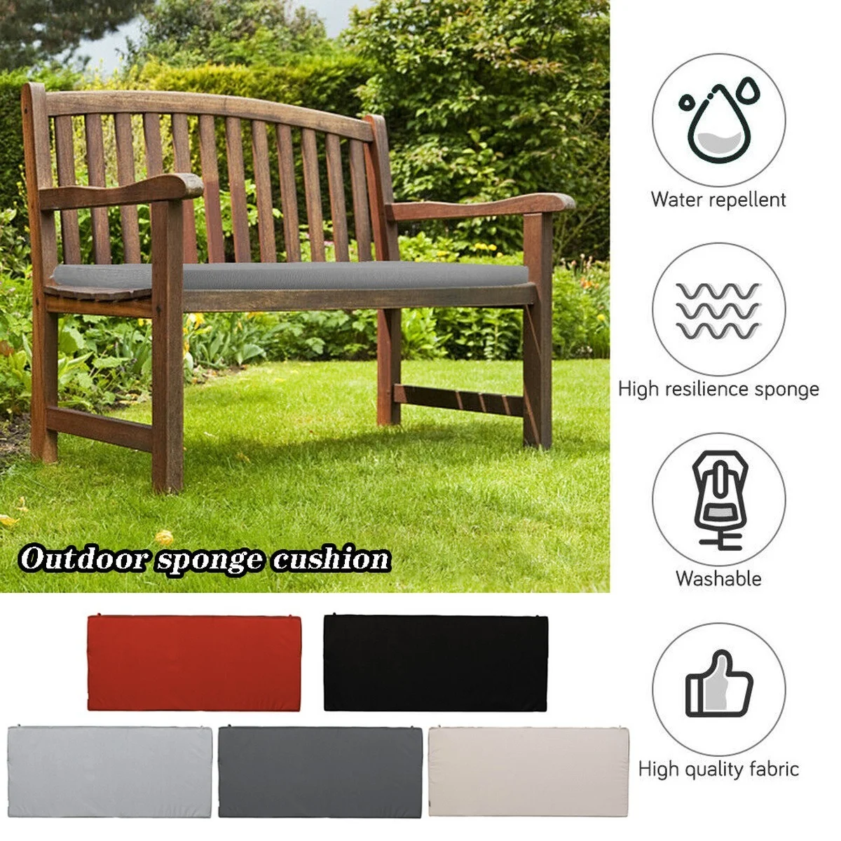WATERPROOF Garden Bench Patio Pad SEAT PADS Chair Cushion Swing 2 Seater OUTDOOR 