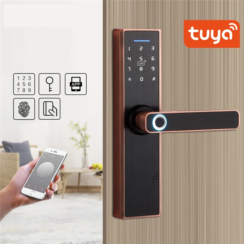 

Wifi Graffiti Bluetooth APP Fingerprint Password Lock WithTuya Biometric Fingerprint Lock, Security Intelligent Smart Lock