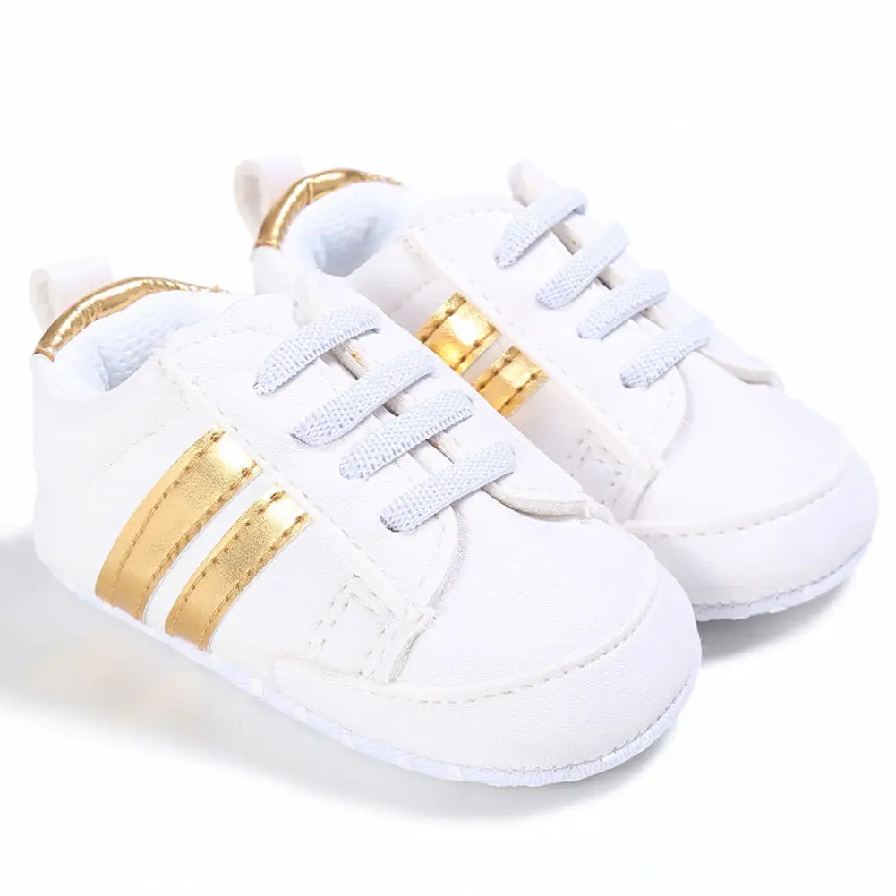 Детская спортивная обувь унисекс со шнуровкой и мягкой подошвой для малышей 0-18 м - Цвет: Gold Edge