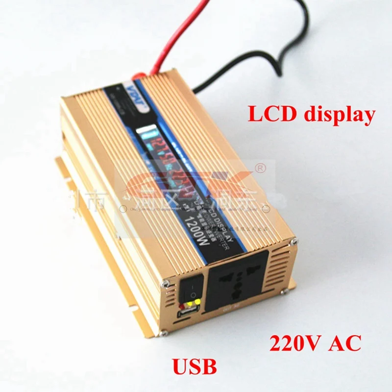 DC 12V to AC 220V 1500W 1000W 1200W power inverter Modified Sine Wave LCD display USB car Transformer Solar Convert EU US AU