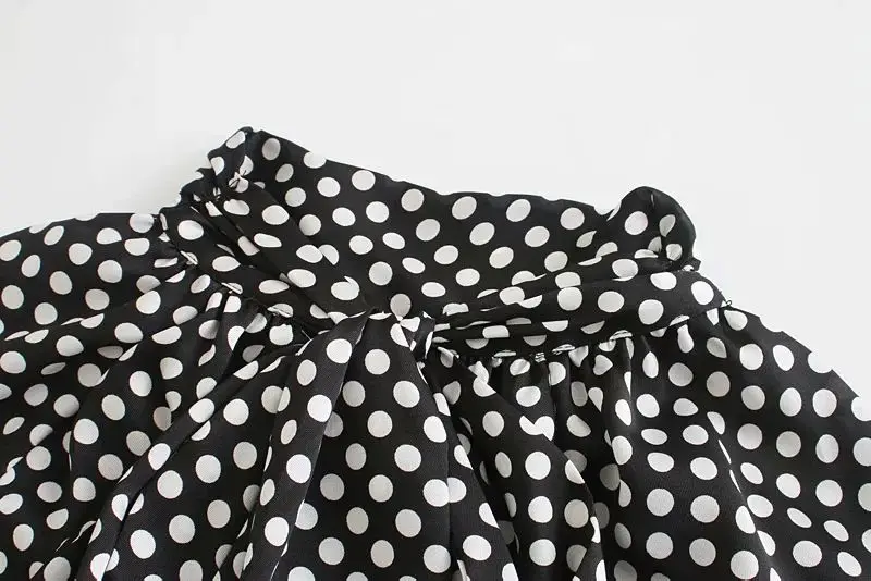 2020 New Women Dress Polka Dot High neck Bow Long Sleeves Short Dress Elegant Femme Robe Ropa Mujer Vestidos