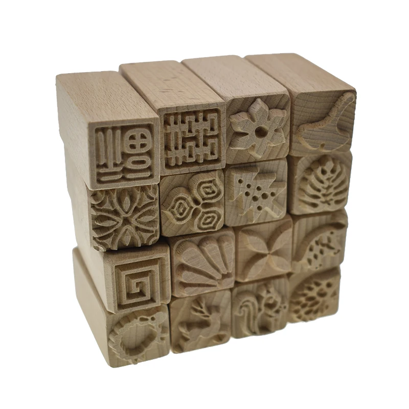 

Wood Mounted Stamp Diy Embossed Sculpture Model Ceramic Pottery Polymer Clay Tools Wooden Stamps