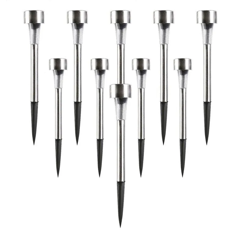 

10pcs Stainless Steel Solar Lamp LED Solar Lawn Light For Garden Decoration Outdoor Lamps Waterproof Solar Stick Light Lawn Lamp