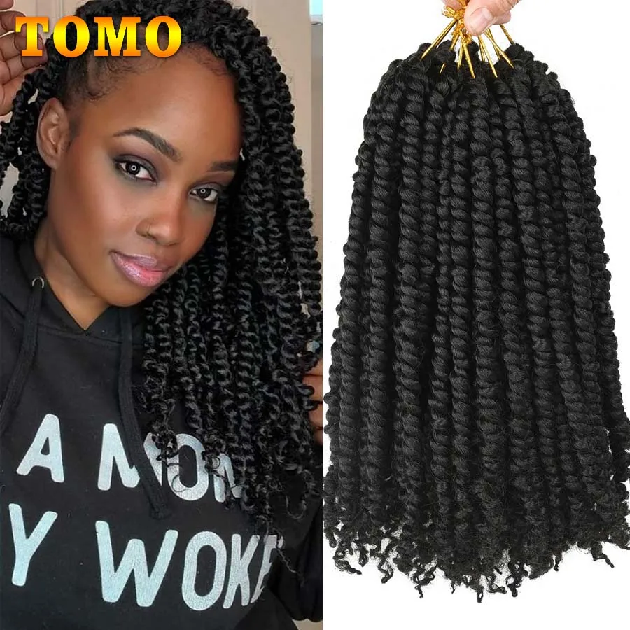 

TOMO Pre-twisted Passion Twist Crochet Braids Ombre Color Spring Twist Synthetic Hair Bomb Twist Braiding Hair Extensions 12Inch