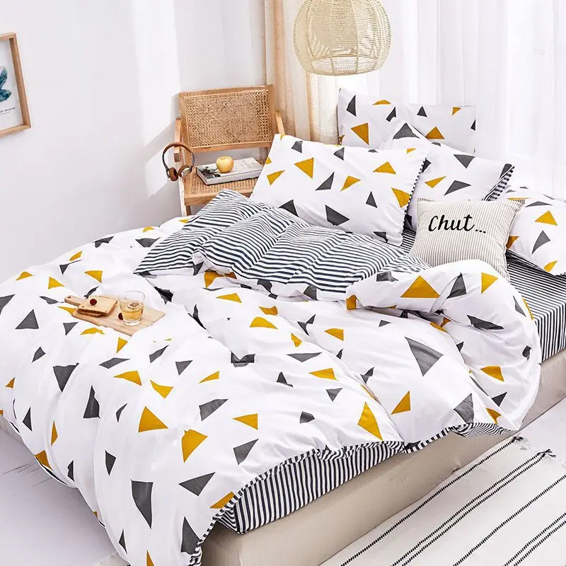 

Fashion Bedding Set Pure Cotton Bed Linen Pattern Simplicity Bed sheet Quilt Cover Pillowcase 3/4pcs King Single Queen Double