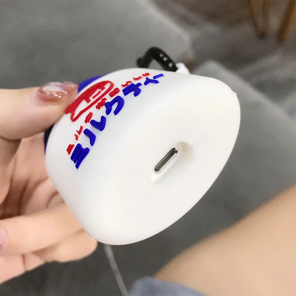 Для AirPods чехол для бутылки молока беспроводной чехол для наушников для Airpods 2 защитный чехол Милая бутылка для напитков с кольцом на палец