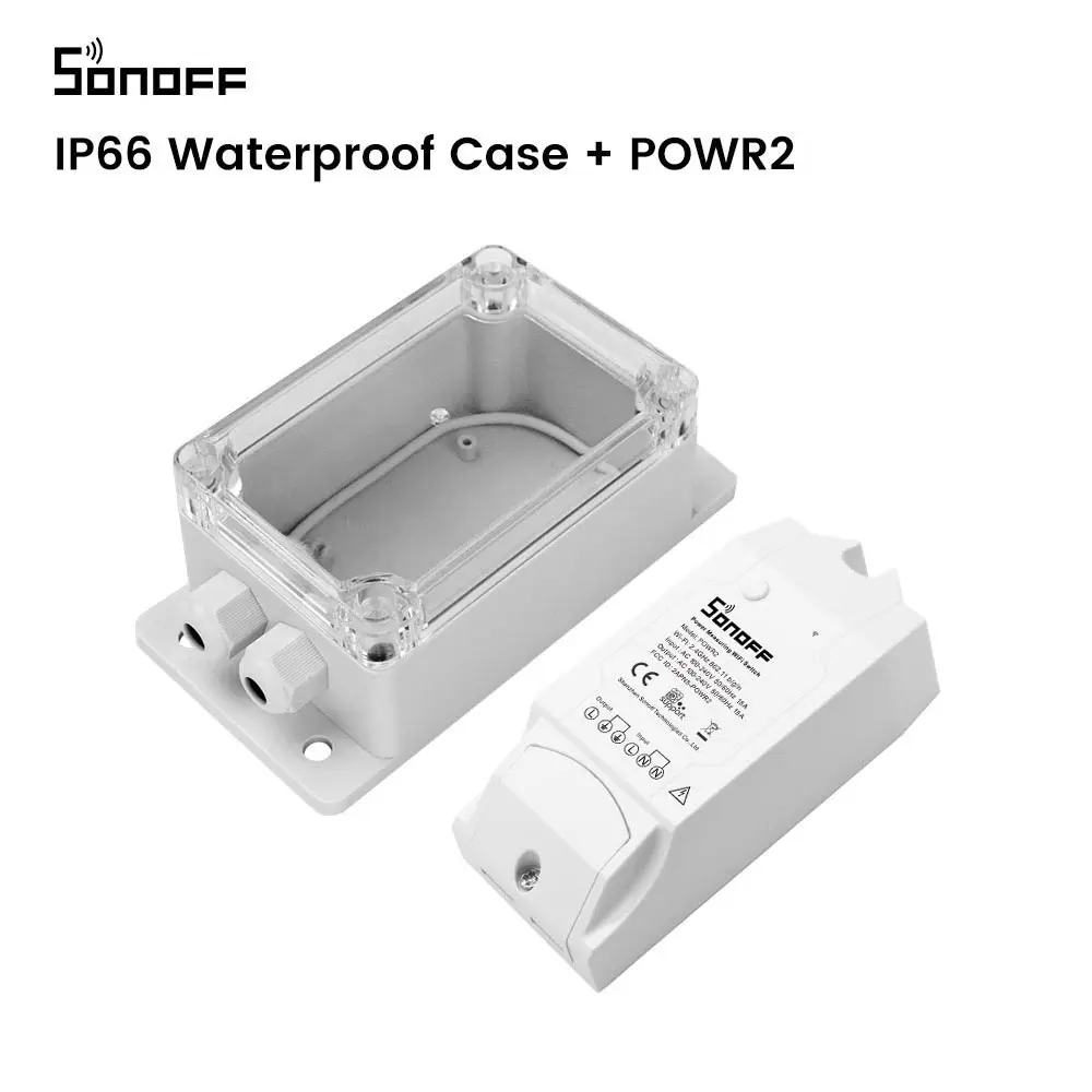 Itead SONOFF IP66 водонепроницаемый чехол распределительная коробка совместима с sonoff Basic/RF/Pow/Dual/TH10/TH16 умный дом WiFi переключатель - Цвет: IP66 Case With PowR2