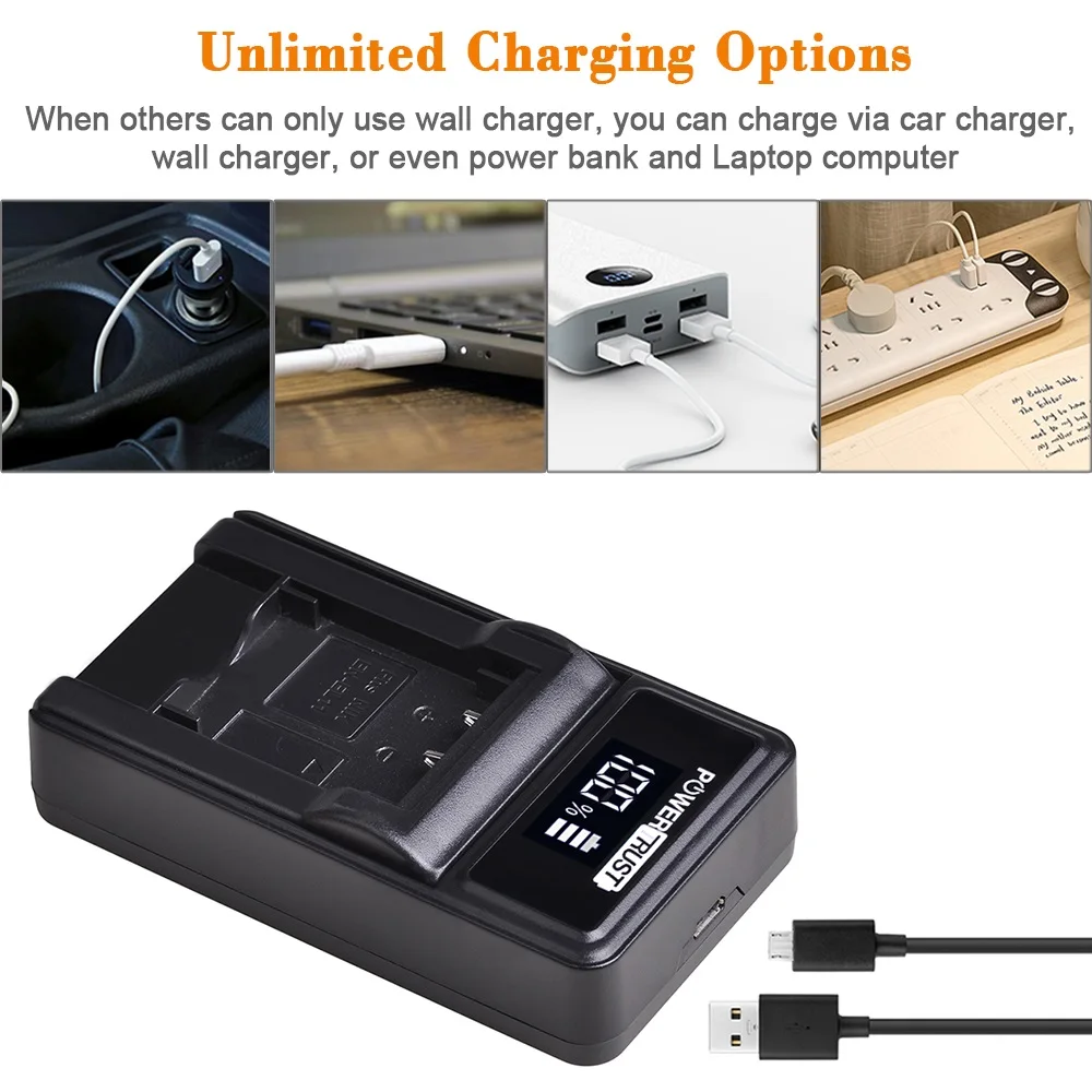 NP-BY1 Rechargeable Battery Pack and Battery Charger for SONY NP-BY1 Battery, compatible with Sony HDR-AZ1 Action Cam Mini lcd camera