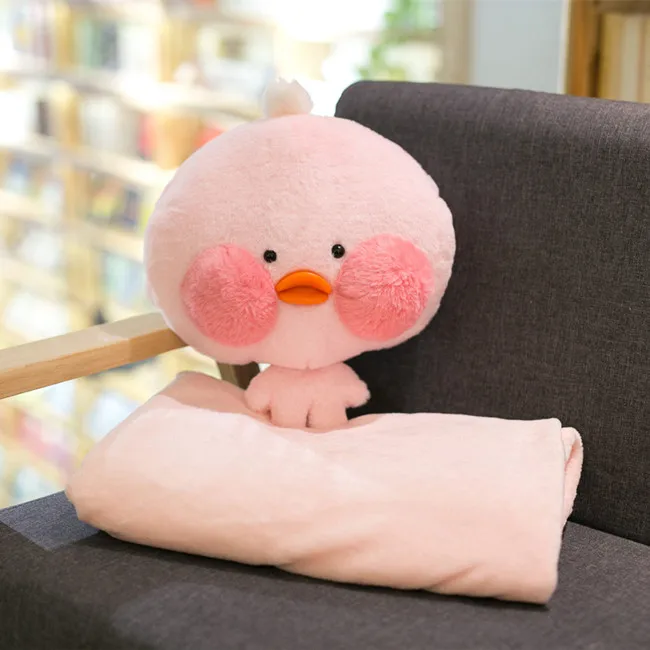 pink with blanket Популярный лалафанань утка с одеялом наручники плюшевые игрушки мягкие игрушечные Животные Кукла Милая Подушка Kawaii подушка ребенок Рождественский подарок - Цвет: pink with blanket