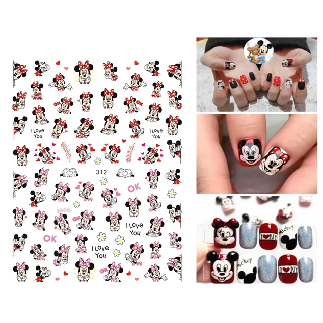 1PCS Disney Cartoon Anime Collection Star Design Nail Sticker Mickey Mouse Donald Duck Lion King Mermaid Stitch Nail Slider WG312