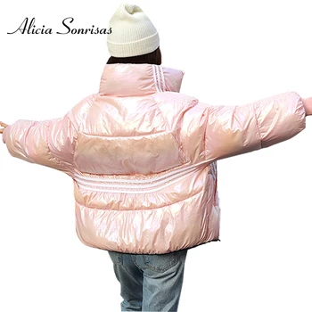 

Winter Jacket Women New Glossy Parka Down Cotton Padded Short Women's Parkas Thick Warm Coat Female Jacket