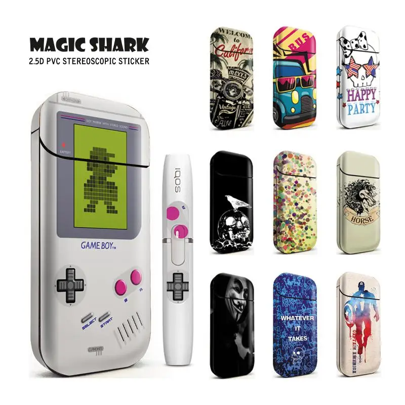 Magic Shark Fashion American Mario Captain Game Boy Skull Car Case Cover Sticker for IQOS 2