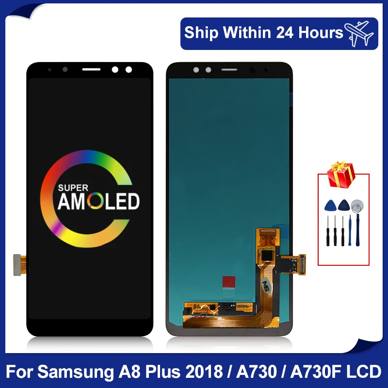 Super AMOLED дисплей A8 Plus 2018 для Samsung Galaxy A730 LCD A730F SM сборка сенсорный экран дигитайзер Запасные части|Экраны
