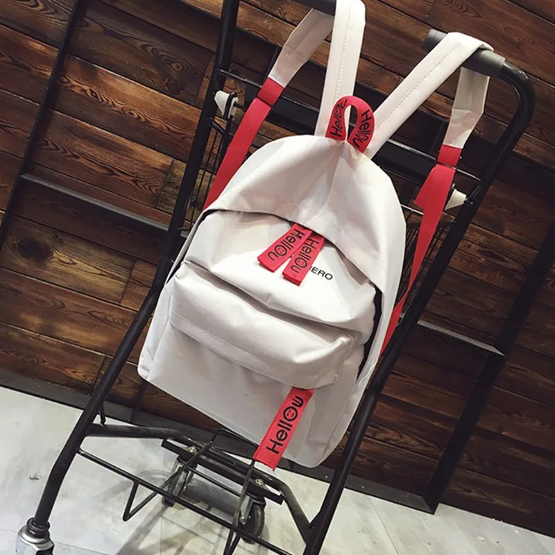 

2017 Korean-style New Style Fashion Backpack Women's Canvas Solid Color Contrast Color Middle School Students Small Bookbag Smal