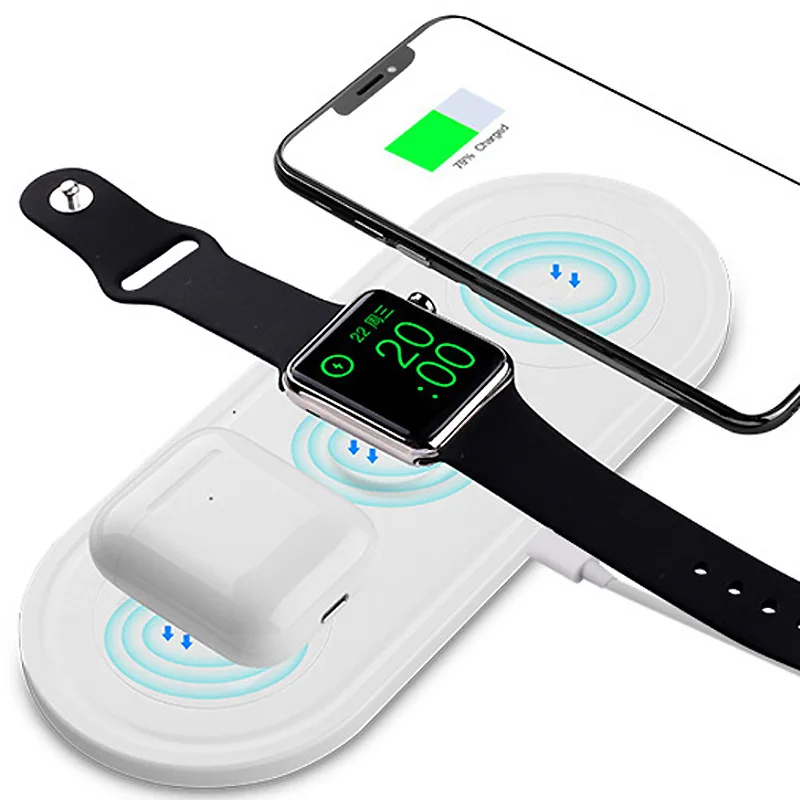 

3 In 1 Fast Charger Wireless Charger for IPhone X XS MAX XR 8 for Airpods 2019 Apple Watch 4 3 2 for Apple Headset Headphone