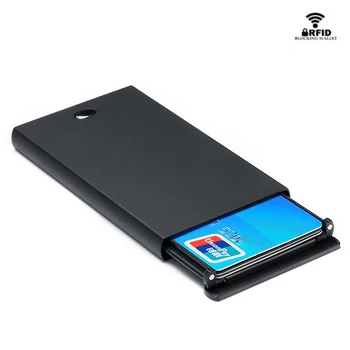 

BYCOBECY Pop Up Wallet RFID Blocking Card Case Anti Aluminum Box Black Silver Small Purse Fashion Protector Credit Card Holder
