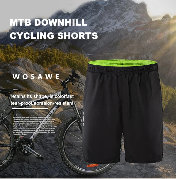 WOSAWE MTB Велоспорт быстросохнущие шорты горные внедорожные велосипедные шорты с 3D Силиконовой гелевой подкладкой мешковатые шорты