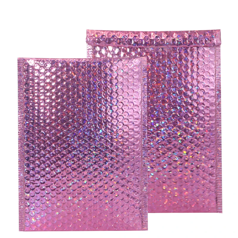 Paquete de 10 unidades de correo de burbujas de papel de aluminio, pestañas coloridas, embalaje, bolsa de mensajería autoadhesiva para regalo, sobres de envío acolchados