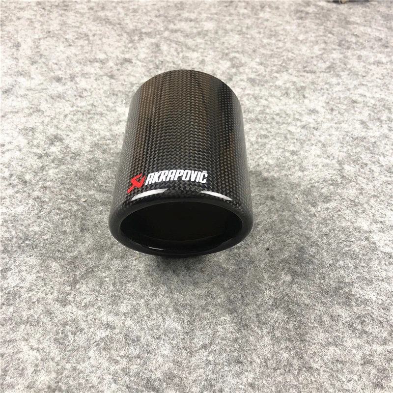 1 шт. Akrapovic Глянцевая углеродная выхлопная крышка и матовая углеродная волокно выхлопные наконечники крышки автомобиля Универсальные выхлопные трубы глушителя чехлы - Цвет: Glossy 76mm