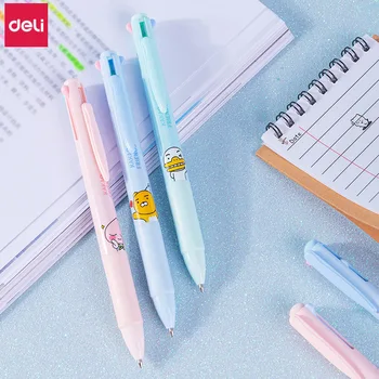 

Deli Multicolored Ballpoint Pen 12pcs KAKAO FRIENDS Cute Korean Stationery 4 Colors In 1 Ball Point Pen Office Supplies Kid Gift