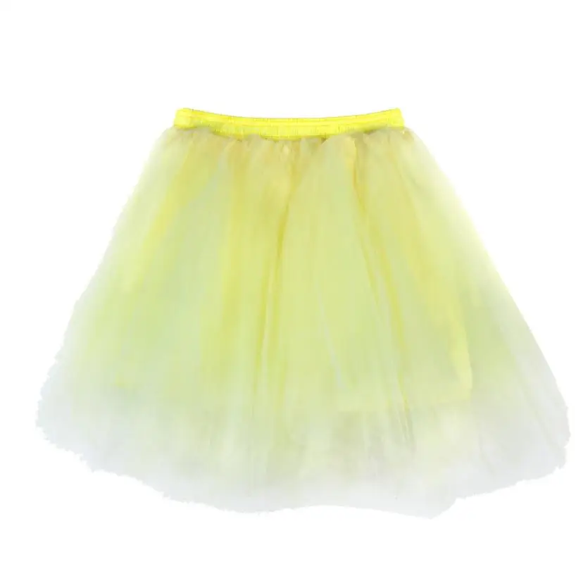 Yellow 2 Новые женские jupe Тюль femme высокое качество из плиссированной газовой ткани короткая юбка для взрослых юбка-пачка для танцев - Цвет: Yellow 2