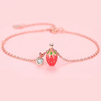 

Little Strawberry Bracelet Female New Korean Version of Small Fresh Ins Net Red Cute Wild Hand Jewelry Simple Girlfriend Gift