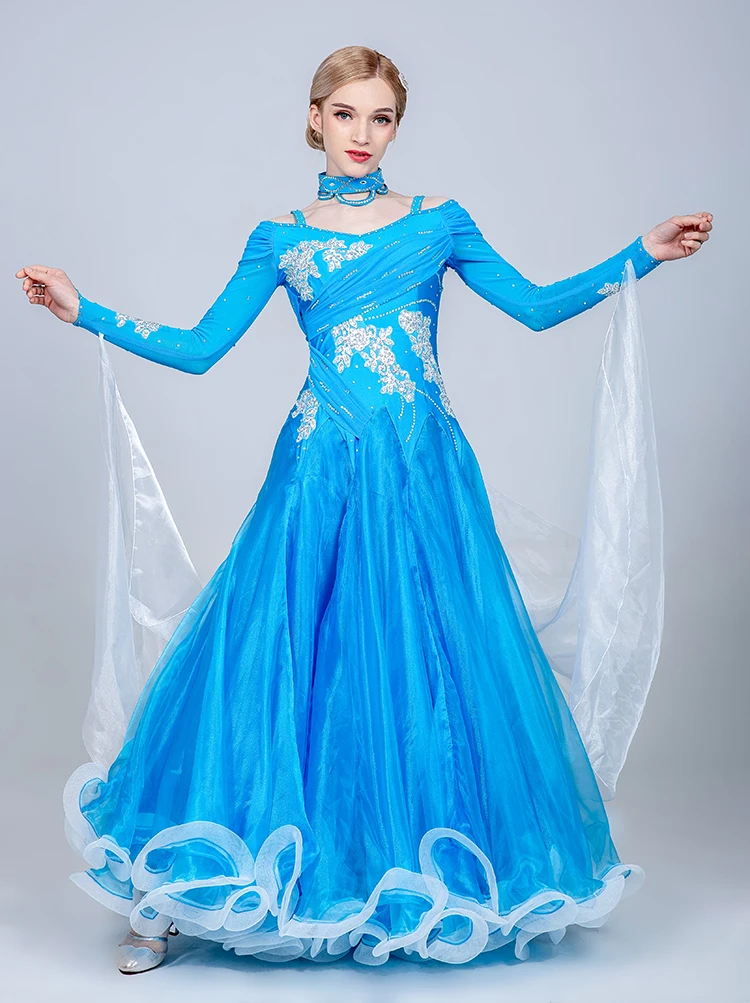 H2602 современное танцевальное платье для соревнований, костюмы для профессионального представления, женские бальные платья для вальса, для занятий танцами, платья с большим подолом